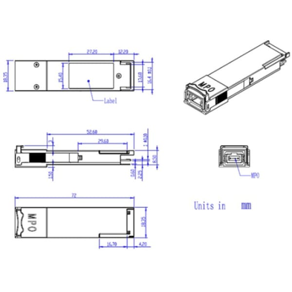 qsfp transceivers m40 v85 qp sr4 xx d optokon premium